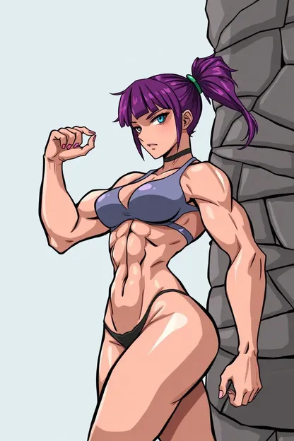 Ilustración de estilo anime hentai de muchacha muscular