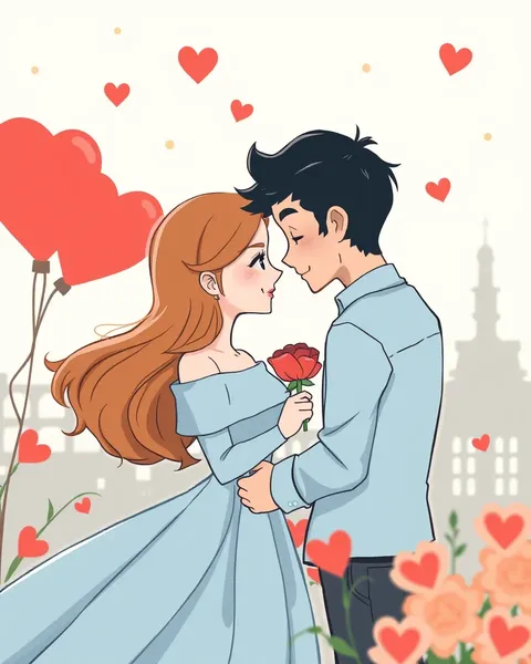 Ilustración romántica de dibujos animados whimsical ilustra el amor ilimitado