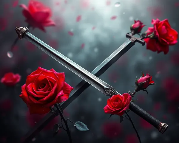 Imagen PNG de rosas con espadas