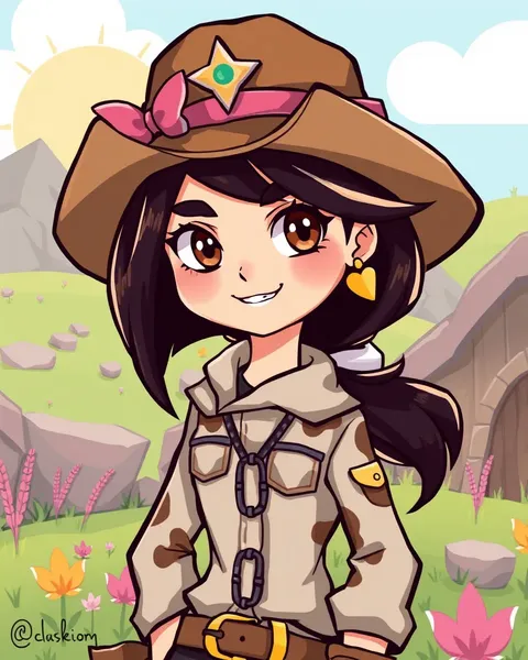 Imagen de Cowgirl de Cartones: Escena de Ilustración Divertida