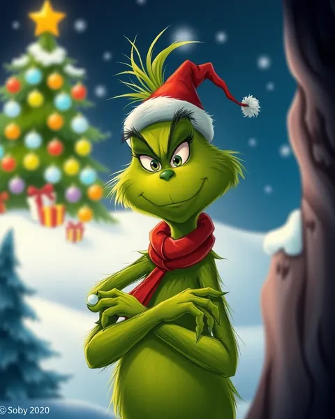 Imagen de Grinch de caricatura se transforma en decoraciones festivas de vacaciones