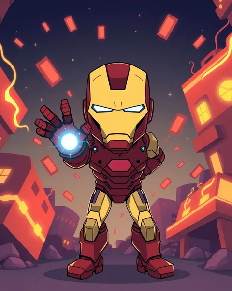 Imagen de Iron Man con poderes sobrehumanos en estilo de dibujo animado