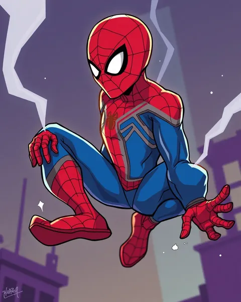 Imagen de Spiderman de cartoon con fondo mesmerizante y impactante