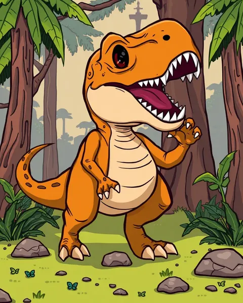 Imagen de T Rex de dibujos animados: arte coloreado de Tyrannosaurus Rex