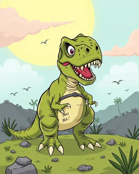 Imagen de T-Rex en caricatura: ilustración de dinosaurio en caricatura