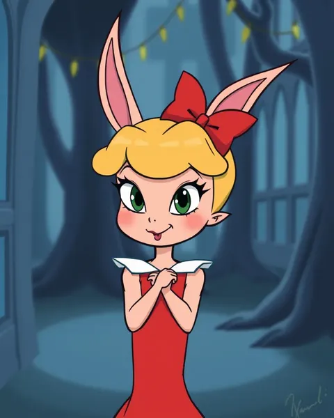 Imagen de cartoon de Cindy Lou Who con personajes de Whoville