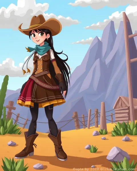 Imagen de cowgirl de dibujos animados: estilo de ilustración whimsical