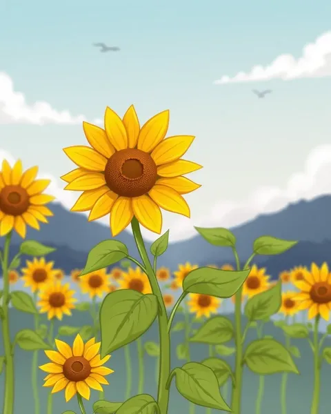 Imagen de dibujo animado de girasol: una combinación agradable