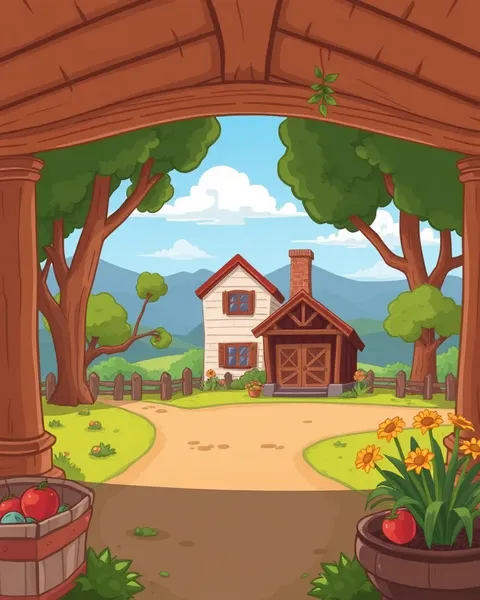 Imagen de escena de granja acogedora de cartoon