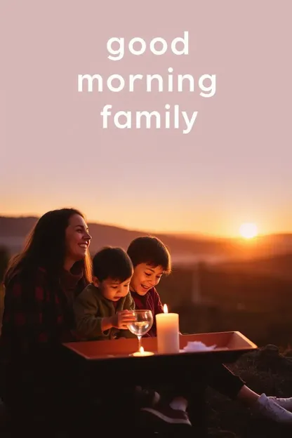 Imagen de familia con un saludo matutino conmovedor