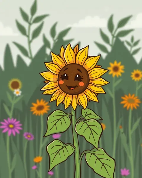 Imagen de flor de sol de dibujos animados