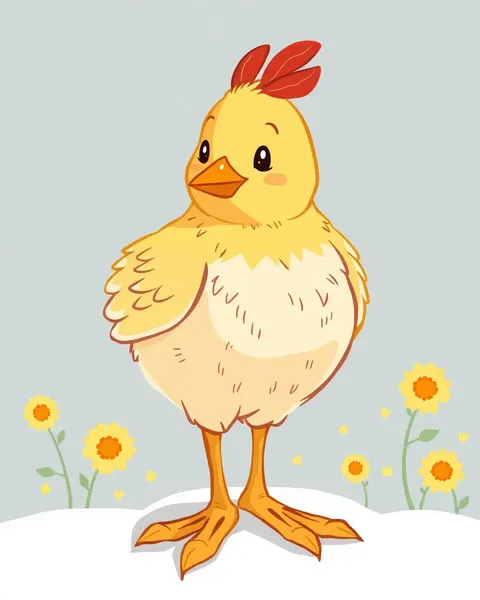 Imagen de gallina de cartoon con pico amarillo brilla