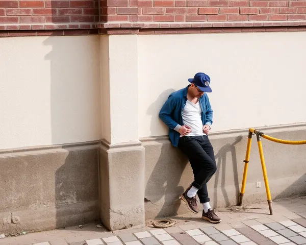 Imagen de hombre apoyado en la pared PNG