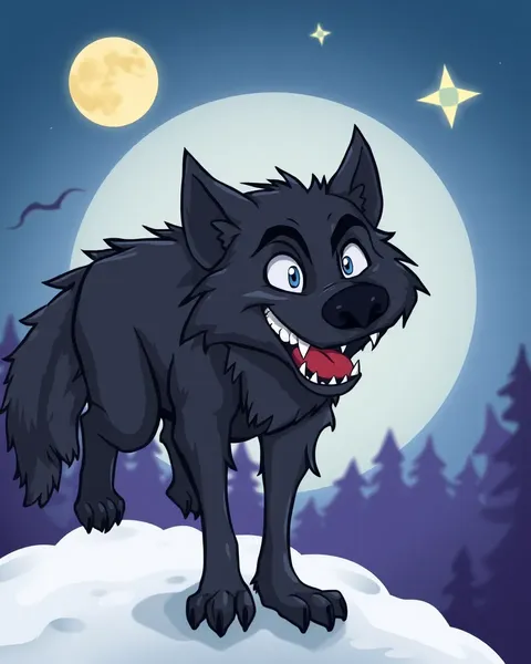 Imagen de lobo hombre de cartoon en negro