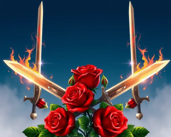 Imagen de rosas con espadas en formato PNG