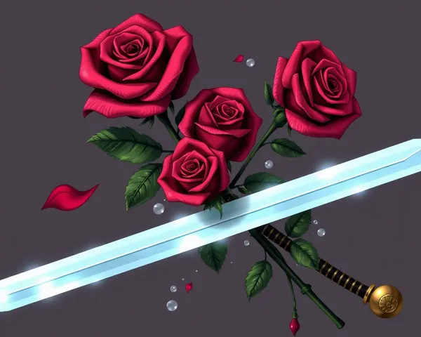 Imagen de título de rosas con espadas en formato PNG