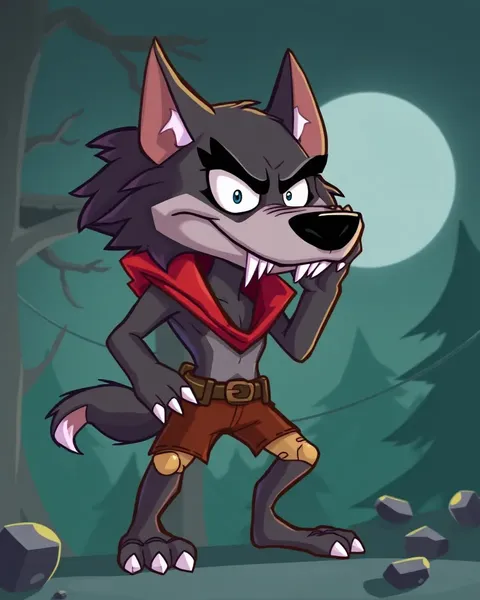 Imagen de un lobo hombre en dibujo: retrato de una criatura fantástica