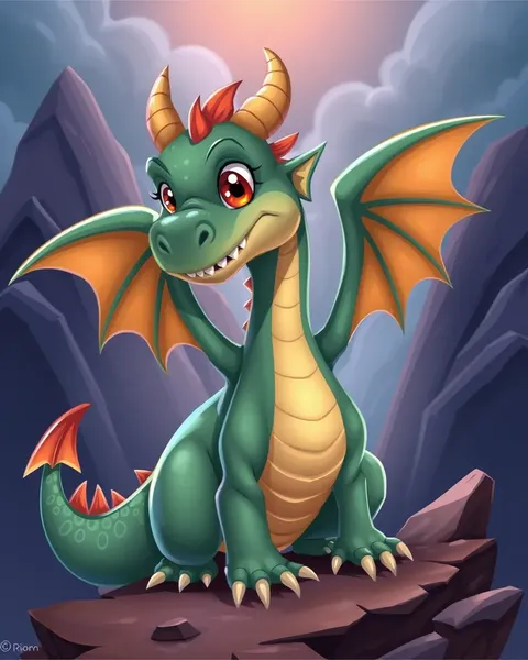 Imágenes coloreadas de batallas de dragones de dibujos animados