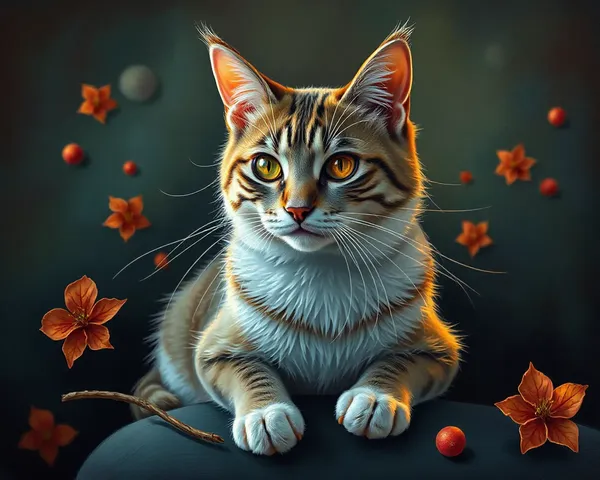 Imágenes de Arte de Gato Destacan Agilidad y Juego Feline