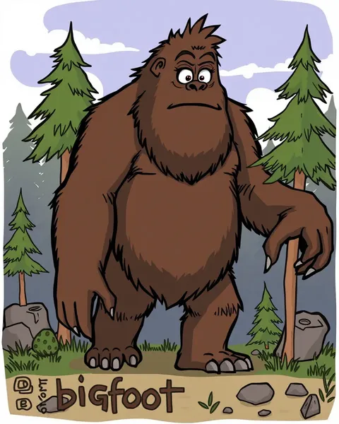 Imágenes de Bigfoot en diferentes paisajes de cartoon