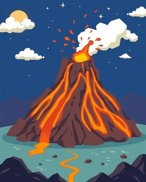 Imágenes de Cartones Volcánicas: Una Viva Representación de Erupción