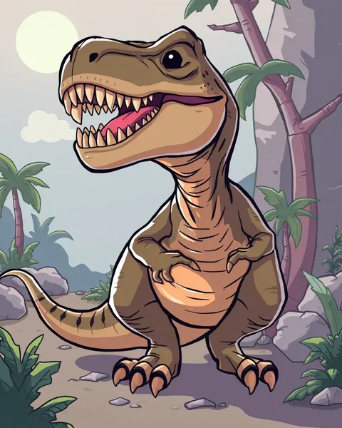 Imágenes de Cartones de T-Rex con Colores Vibrantes