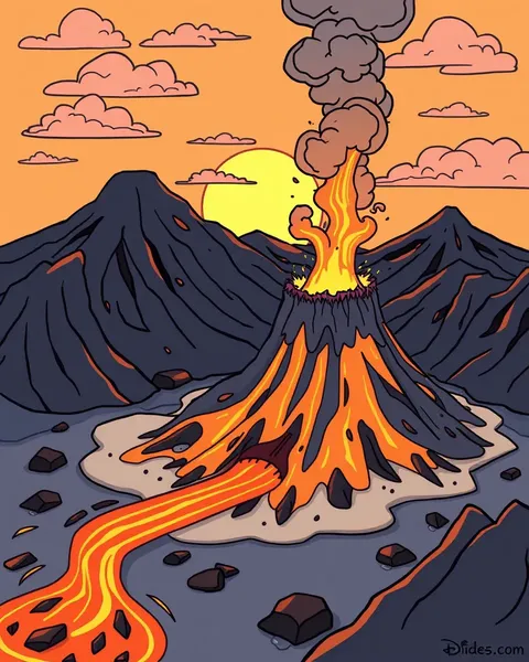 Imágenes de Cartones de Volcán: Explosión Colorida de Whimsy