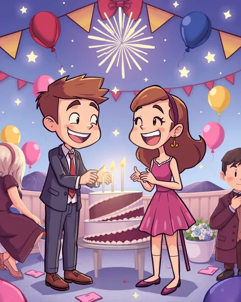 Imágenes de Cartoon Whimsical que Depictan Celebraciones Felices