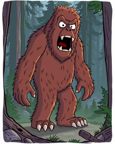 Imágenes de Cartoon de Bigfoot Ilustran la Apariencia de una Cria Fantasmagórica y Fantástica