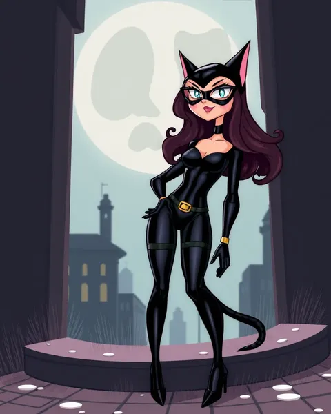 Imágenes de Catwoman de dibujos animados que representan acción fatale felina