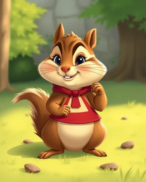 Imágenes de Chipmunk de Cartones que Representan Juegos en el Bosque