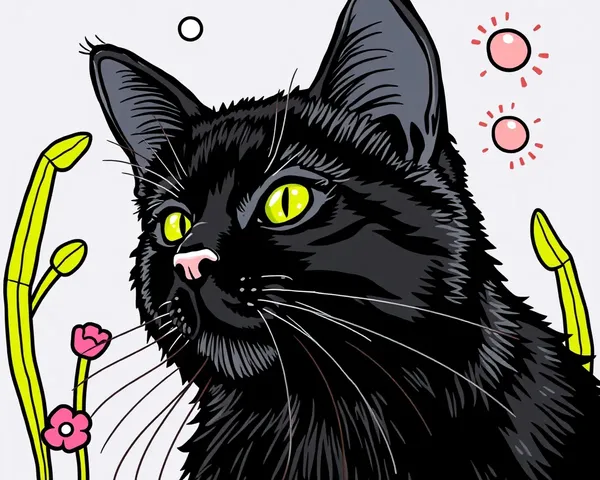 Imágenes de Colorear de Gatos Negros para Terapia de Arte