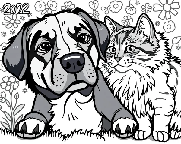 Imágenes de Colorear de Gatos y Perros para Adultos