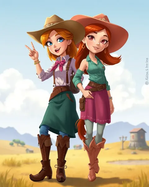 Imágenes de Cowgirls de Cartón brillantes y alegres