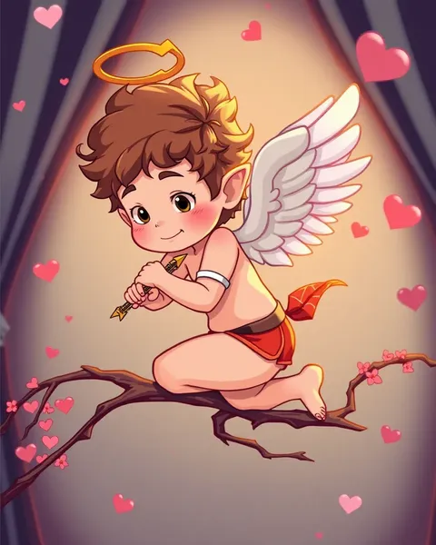 Imágenes de Cupido cartoon capturan historias de amor whimsical