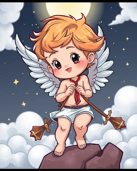 Imágenes de Cupido de dibujos animados muestran ilustraciones de amor coloridas