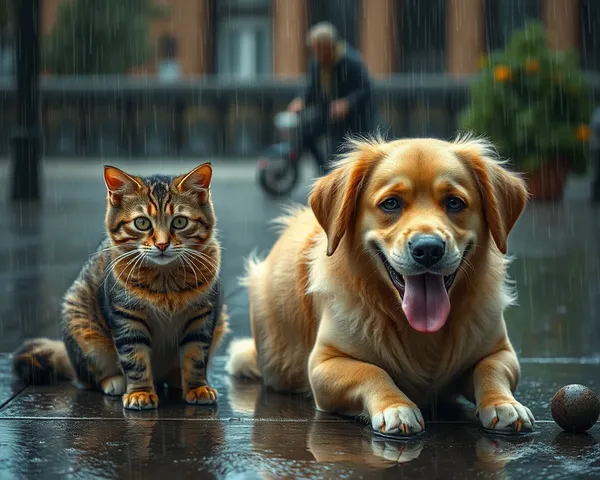 Imágenes de Gatos y Perros Lloviendo a Cadenas en Tormenta Torrencial