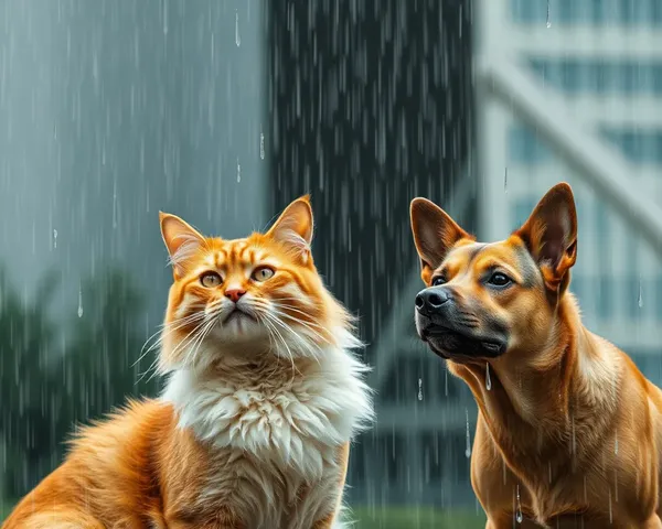 Imágenes de Gatos y Perros Lloviendo en Calles Urbanas