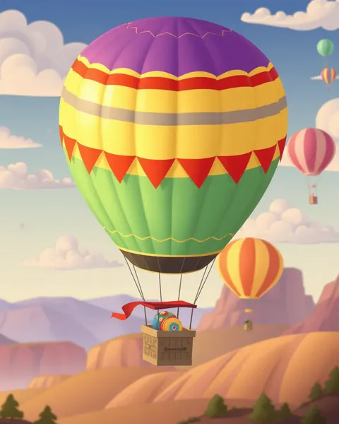 Imágenes de Globo Aerostático en Estilo de Dibujos Animados para Aventuras Divertidas