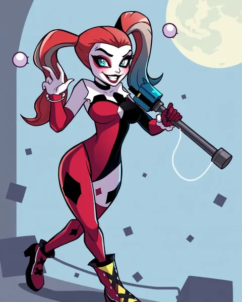 Imágenes de Harley Quinn en diferentes posturas en estilo de cartoon