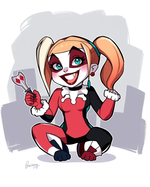 Imágenes de Harley Quinn en ilustraciones de estilo de cartoon