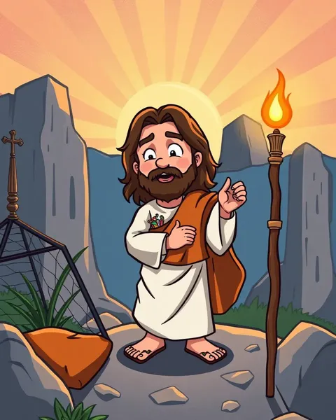 Imágenes de Jesús en dibujos animados que muestran diferentes expresiones