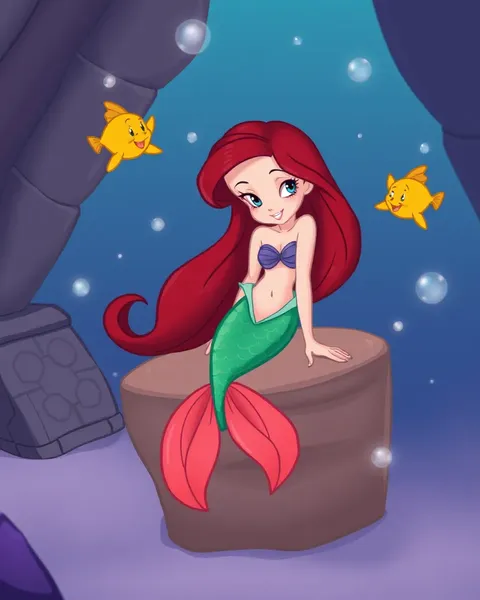 Imágenes de La Sirena de la Ciudad Bajo el Mar: Dibujos Coloridos del Mundo de Ariel