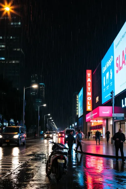 Imágenes de Noche Llovosa que Representan Escenas Atmosféricas y Melancólicas