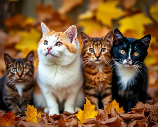 Imágenes de Otoño con Gatos en Juego