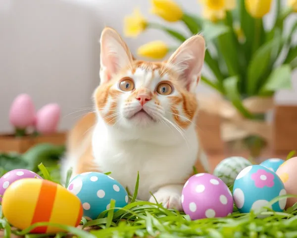 Imágenes de Pascua de Gatos: Escena Jocosa y Whimsical