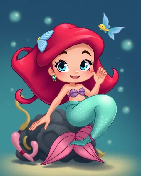 Imágenes de Pinturas de Sirena de Cartoon que Ilustran Mundos Oceánicos de Fantasía