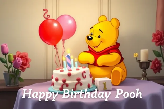 Imágenes de Pooh con deseos hermosos para el cumpleaños