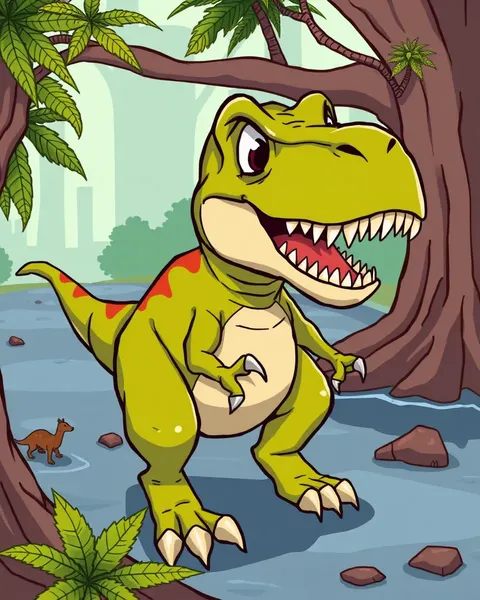 Imágenes de T-Rex de caricatura en colores brillantes