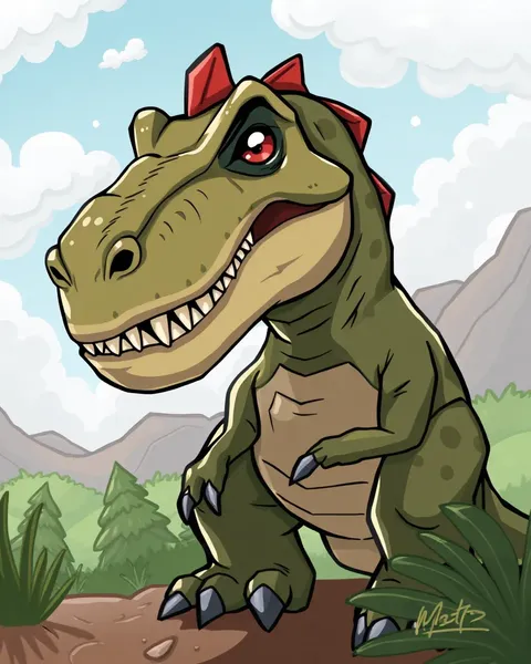 Imágenes de T-Rex de cartoon con ilustraciones coloreadas